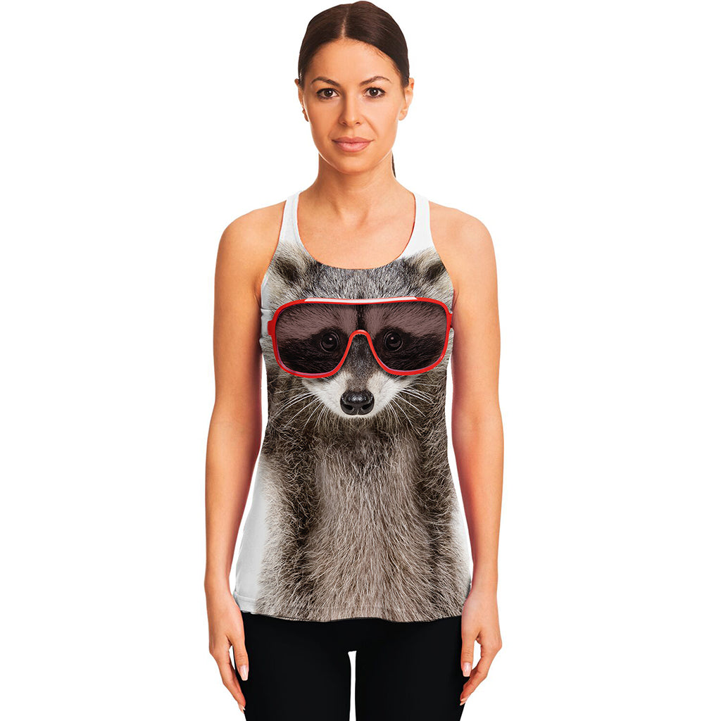 Funny Raccoon Print Women's Racerback Tank Top