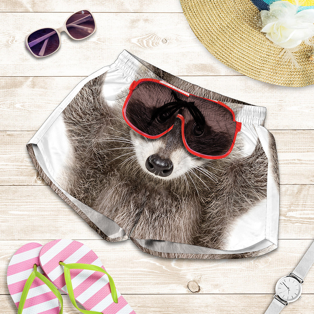 Funny Raccoon Print Women's Shorts