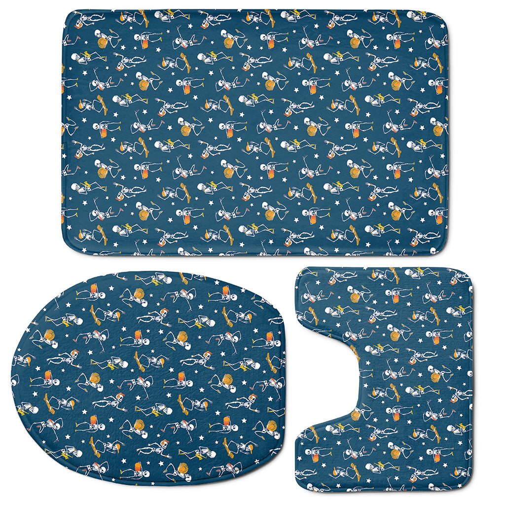 Funny Skeleton Party Pattern Print 3 Piece Bath Mat Set