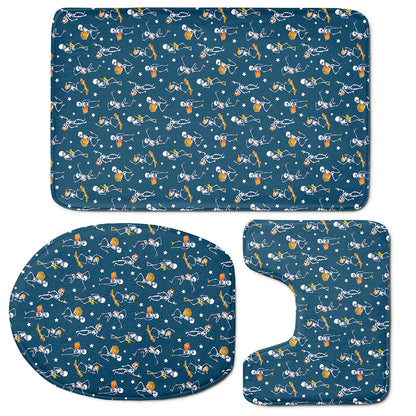 Funny Skeleton Party Pattern Print 3 Piece Bath Mat Set