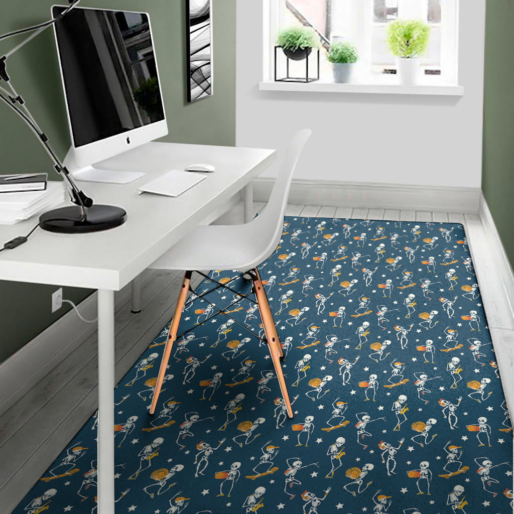Funny Skeleton Party Pattern Print Area Rug