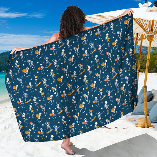 Funny Skeleton Party Pattern Print Beach Sarong Wrap
