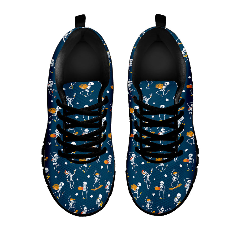 Funny Skeleton Party Pattern Print Black Sneakers