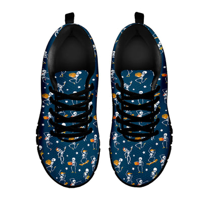 Funny Skeleton Party Pattern Print Black Sneakers