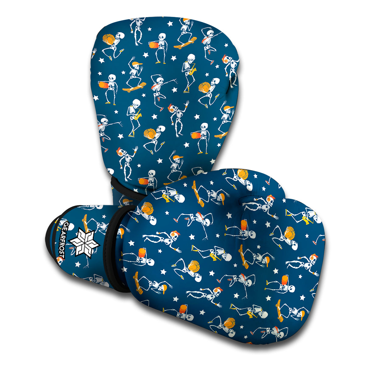 Funny Skeleton Party Pattern Print Boxing Gloves