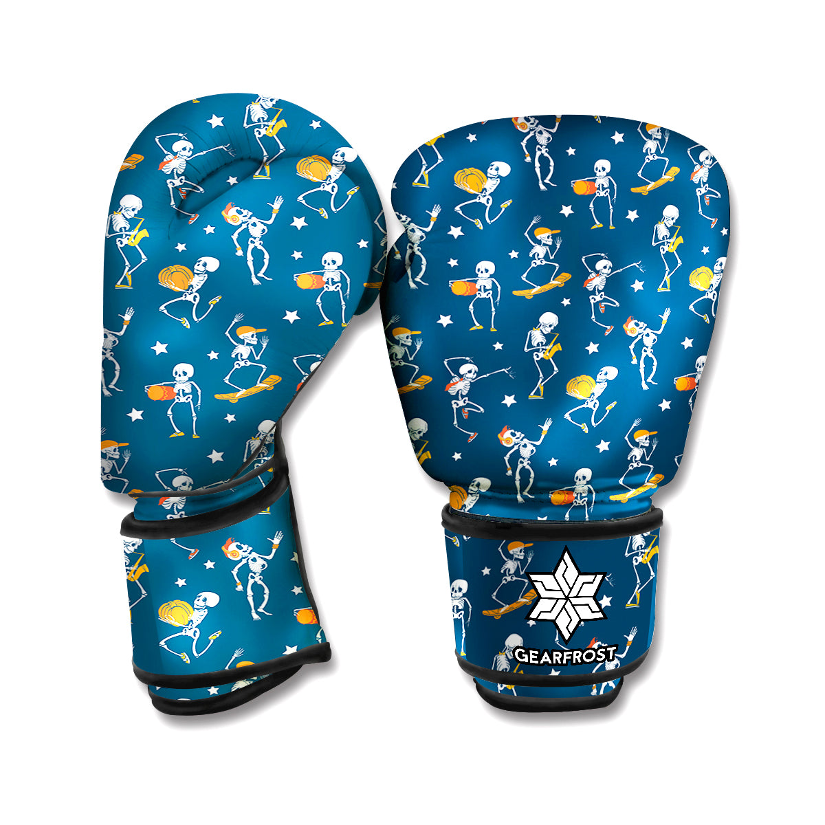 Funny Skeleton Party Pattern Print Boxing Gloves