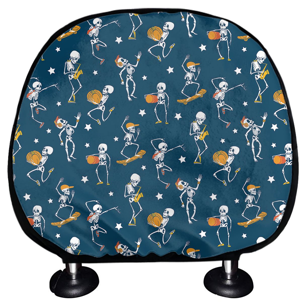 Funny Skeleton Party Pattern Print Car Headrest Covers