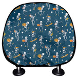 Funny Skeleton Party Pattern Print Car Headrest Covers