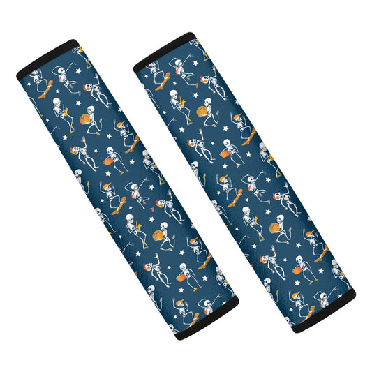 Funny Skeleton Party Pattern Print Car Seat Belt Covers