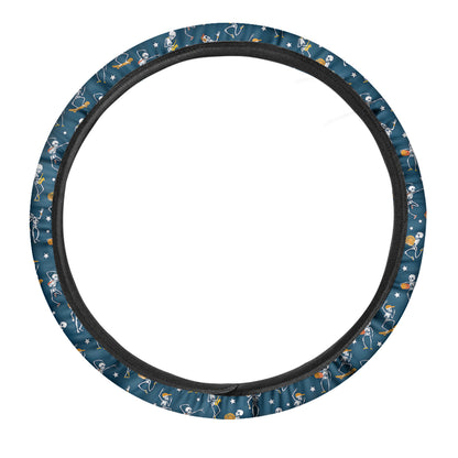 Funny Skeleton Party Pattern Print Car Steering Wheel Cover