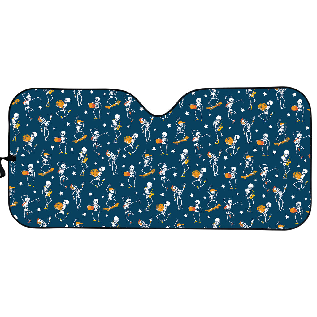 Funny Skeleton Party Pattern Print Car Sun Shade