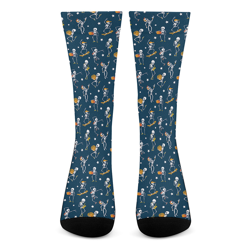 Funny Skeleton Party Pattern Print Crew Socks
