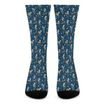Funny Skeleton Party Pattern Print Crew Socks
