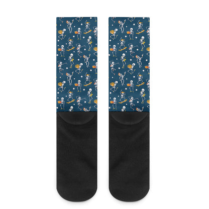 Funny Skeleton Party Pattern Print Crew Socks