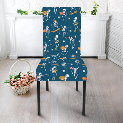 Funny Skeleton Party Pattern Print Dining Chair Slipcover