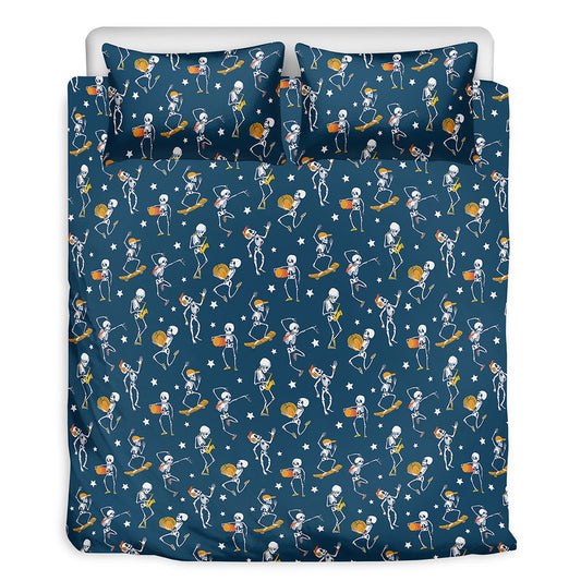 Funny Skeleton Party Pattern Print Duvet Cover Bedding Set