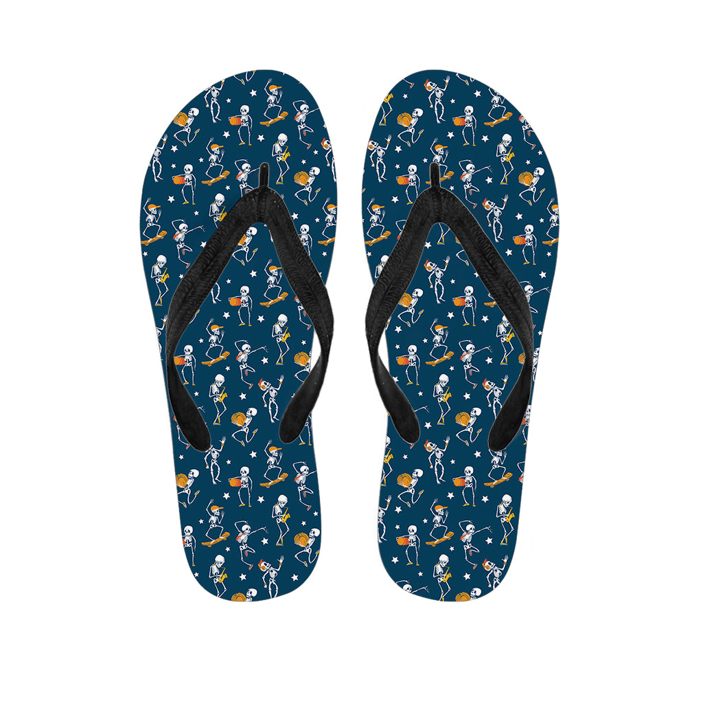 Funny Skeleton Party Pattern Print Flip Flops
