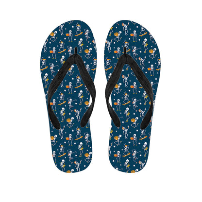 Funny Skeleton Party Pattern Print Flip Flops