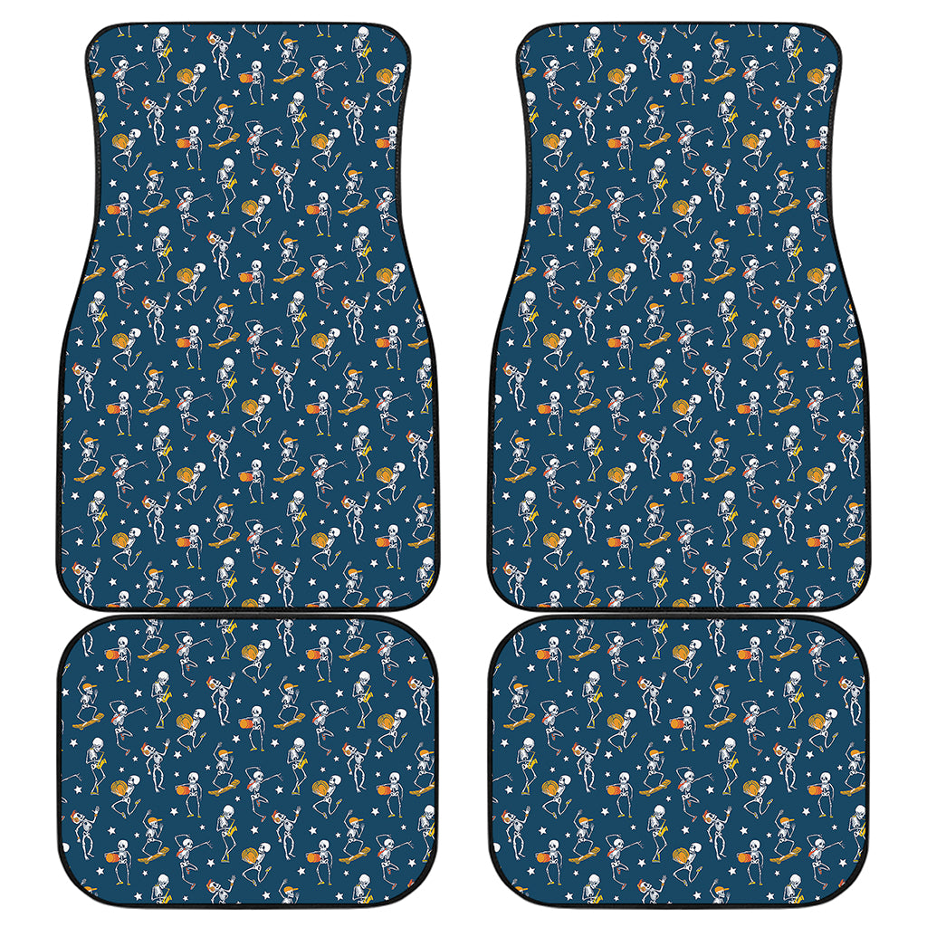 Funny Skeleton Party Pattern Print Front and Back Car Floor Mats
