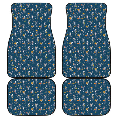 Funny Skeleton Party Pattern Print Front and Back Car Floor Mats