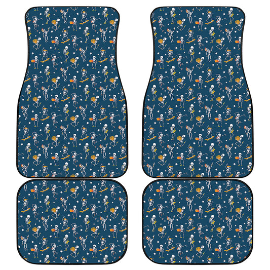 Funny Skeleton Party Pattern Print Front and Back Car Floor Mats