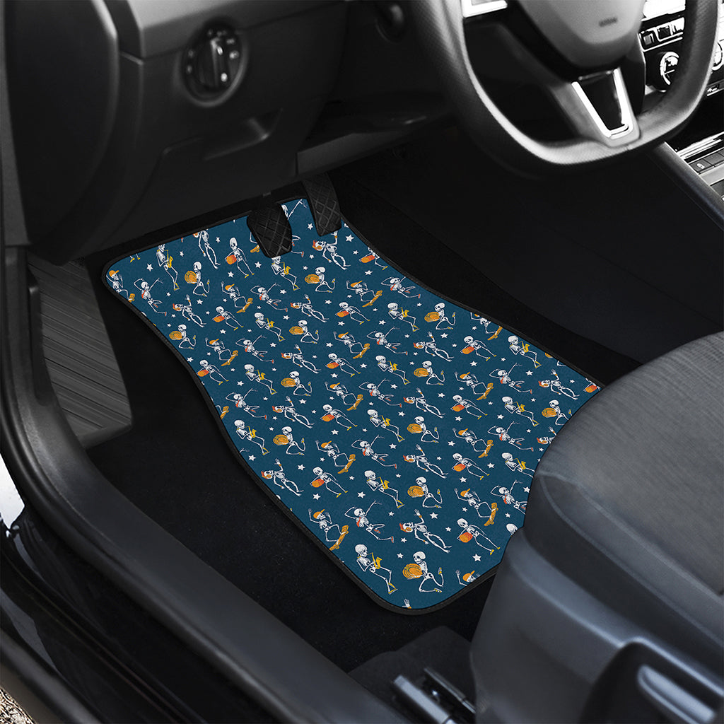 Funny Skeleton Party Pattern Print Front and Back Car Floor Mats