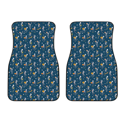 Funny Skeleton Party Pattern Print Front Car Floor Mats
