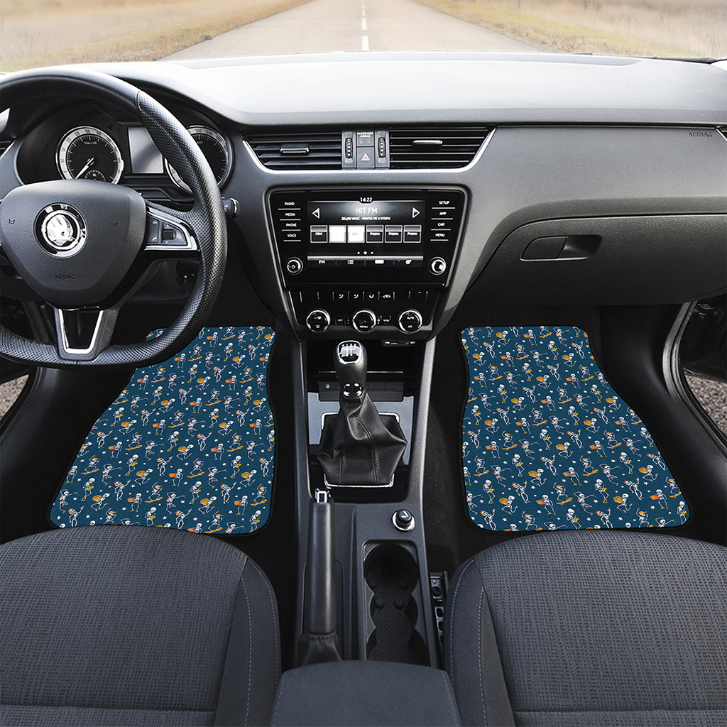 Funny Skeleton Party Pattern Print Front Car Floor Mats