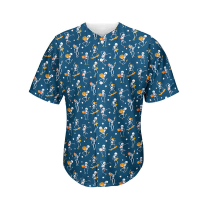 Funny Skeleton Party Pattern Print Men's Baseball Jersey
