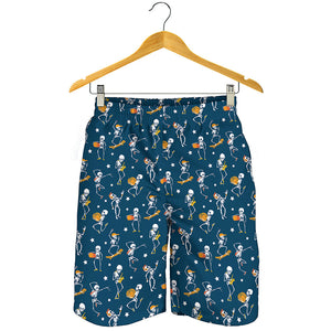 Funny Skeleton Party Pattern Print Men's Shorts