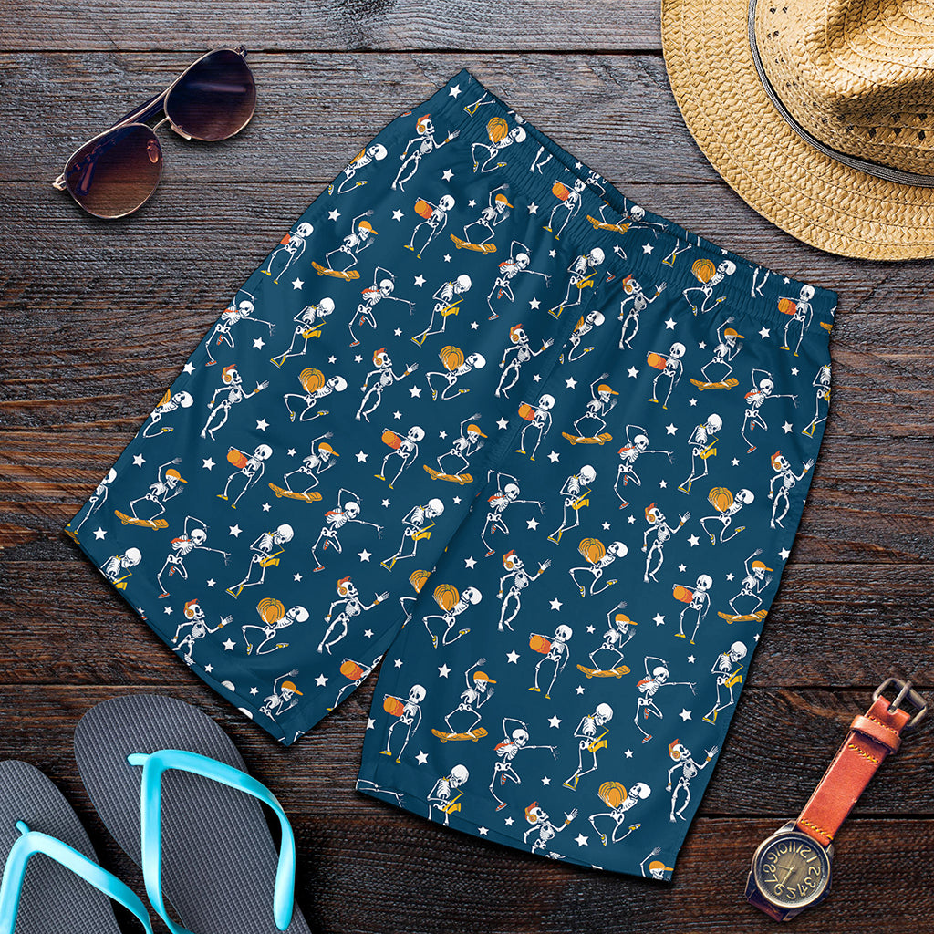 Funny Skeleton Party Pattern Print Men's Shorts