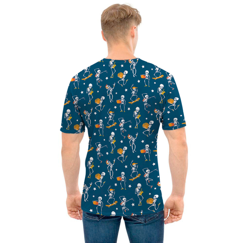 Funny Skeleton Party Pattern Print Men's T-Shirt