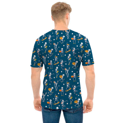 Funny Skeleton Party Pattern Print Men's T-Shirt