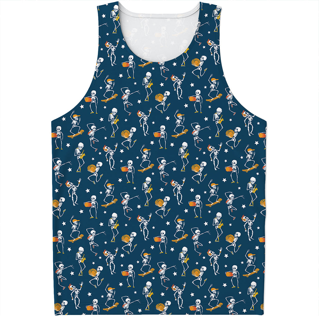 Funny Skeleton Party Pattern Print Men's Tank Top