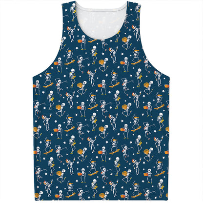 Funny Skeleton Party Pattern Print Men's Tank Top