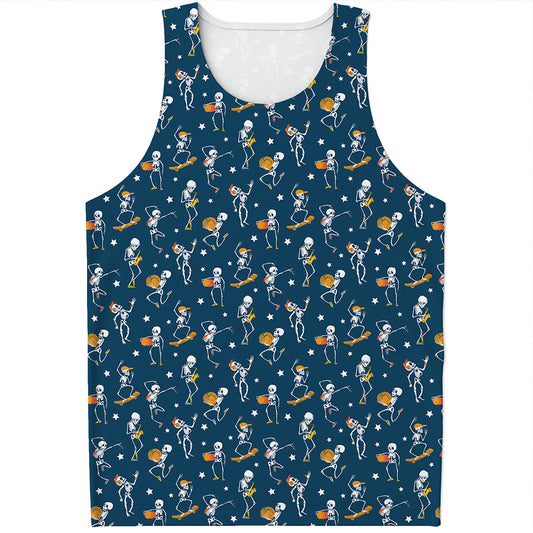 Funny Skeleton Party Pattern Print Men's Tank Top