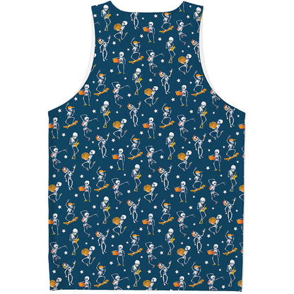 Funny Skeleton Party Pattern Print Men's Tank Top