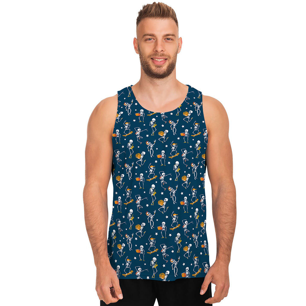 Funny Skeleton Party Pattern Print Men's Tank Top