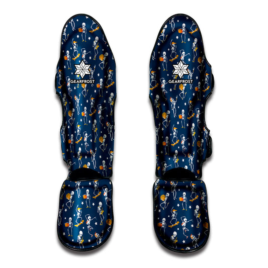 Funny Skeleton Party Pattern Print Muay Thai Shin Guard