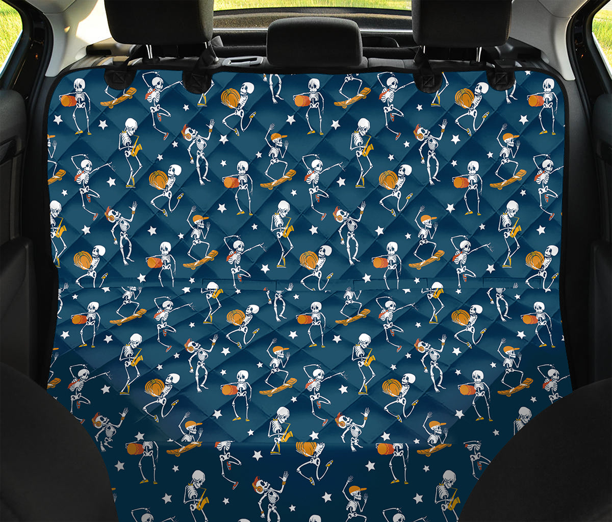 Funny Skeleton Party Pattern Print Pet Car Back Seat Cover