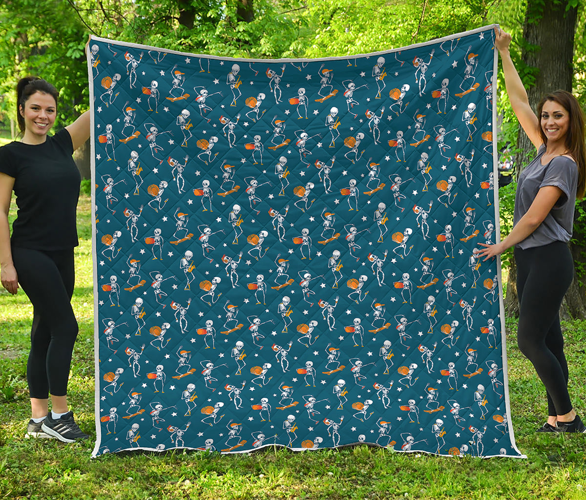 Funny Skeleton Party Pattern Print Quilt