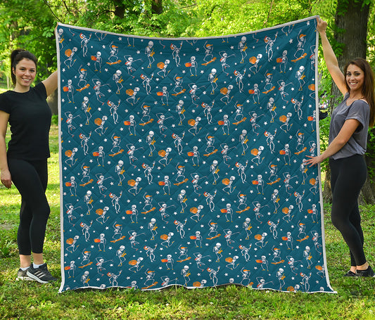Funny Skeleton Party Pattern Print Quilt