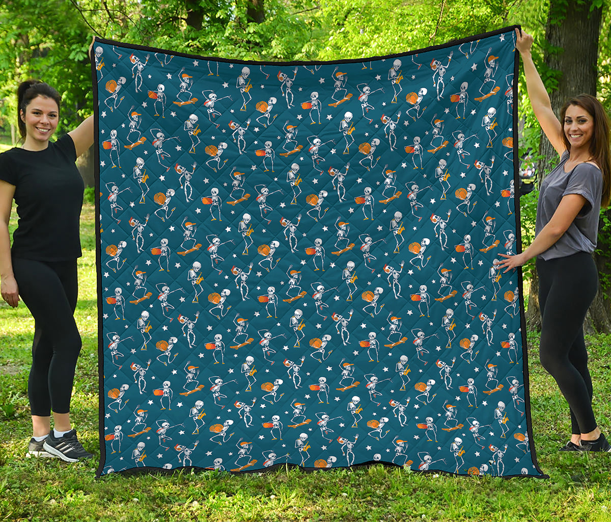 Funny Skeleton Party Pattern Print Quilt