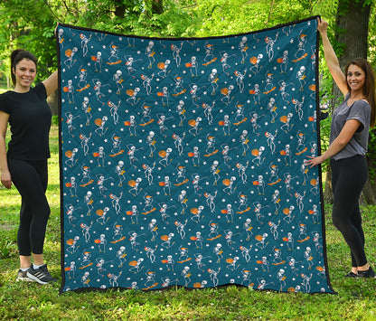 Funny Skeleton Party Pattern Print Quilt