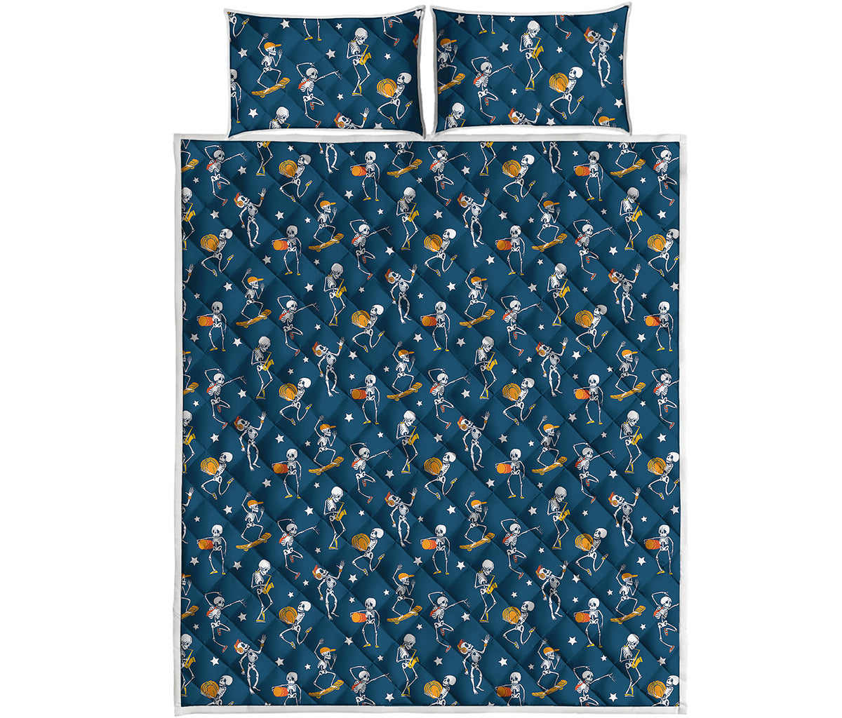 Funny Skeleton Party Pattern Print Quilt Bed Set