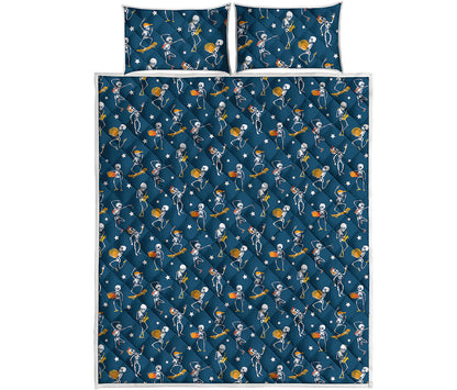Funny Skeleton Party Pattern Print Quilt Bed Set