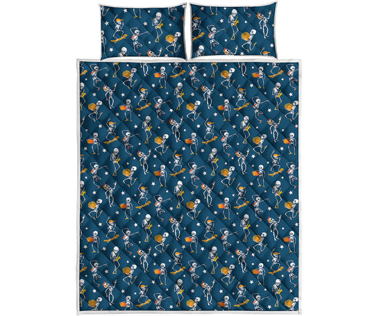 Funny Skeleton Party Pattern Print Quilt Bed Set