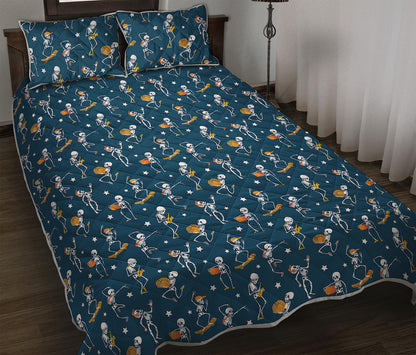 Funny Skeleton Party Pattern Print Quilt Bed Set