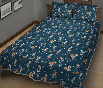 Funny Skeleton Party Pattern Print Quilt Bed Set
