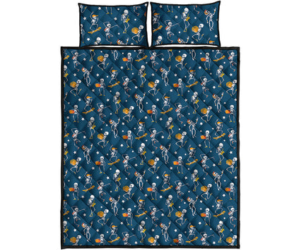 Funny Skeleton Party Pattern Print Quilt Bed Set